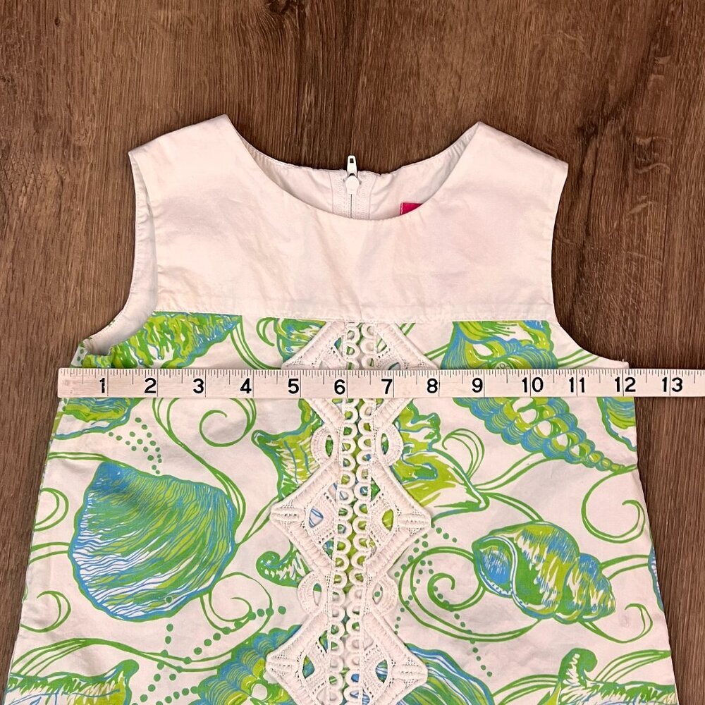 Lilly Pulitzer Jubilee Girls Seashell Green White Shift Dress Sz 4 - Picture 5 of 10